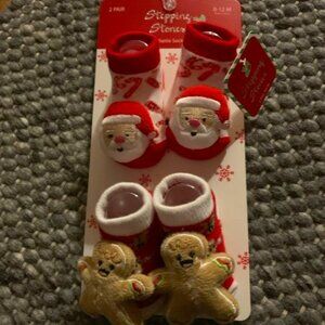 Stepping Stones Santa and Gingerbread rattle booties